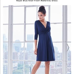 Seraphine royal blue front knot maternity dress